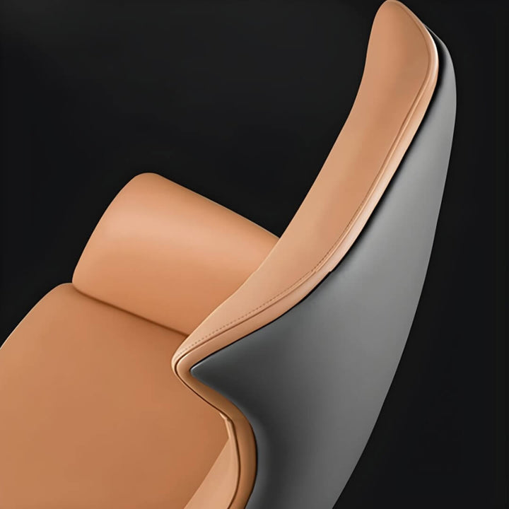 Top view of ergonomic office chair showing cushioned seat, adjustable armrests, and sleek design