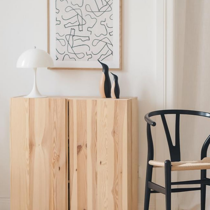 Orelli umbrella-shaped LED bedside table light on wardrobe, adding modern style and soft illumination