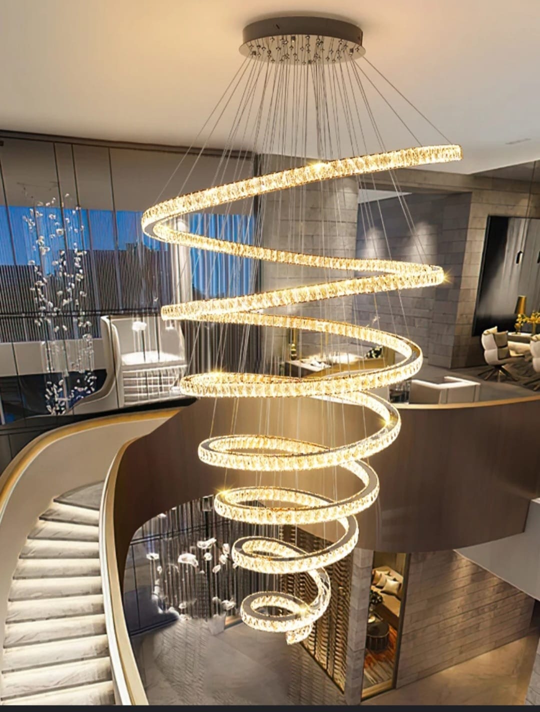 Spiral long chandelier 84 cm and height 300cm