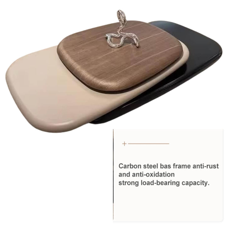 Pebble-shaped coffee table with carbon steel base frame featuring anti-rust and anti-oxidation properties for strong load-bearing capacity