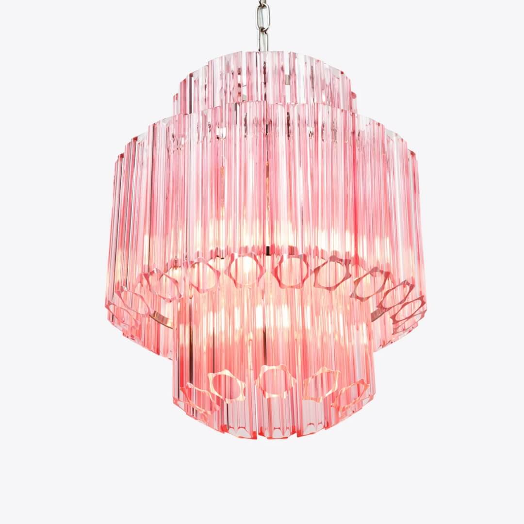 Piccolo Palermo chandelier installed in living room, featuring elegant design and warm ambient lighting