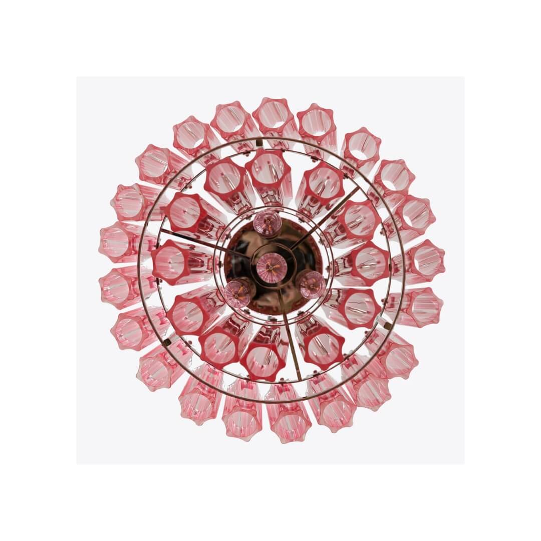 Piccolo Palermo chandelier installed in living room, featuring elegant design and warm ambient lighting