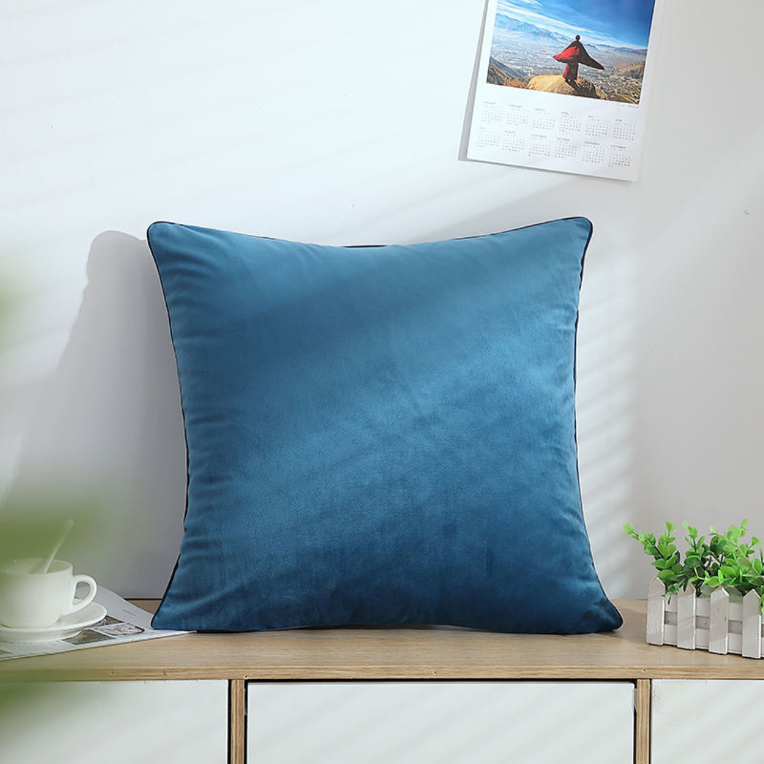 Plush Paradise cushion in blue, soft decorative pillow adding comfort and style to modern interiors
