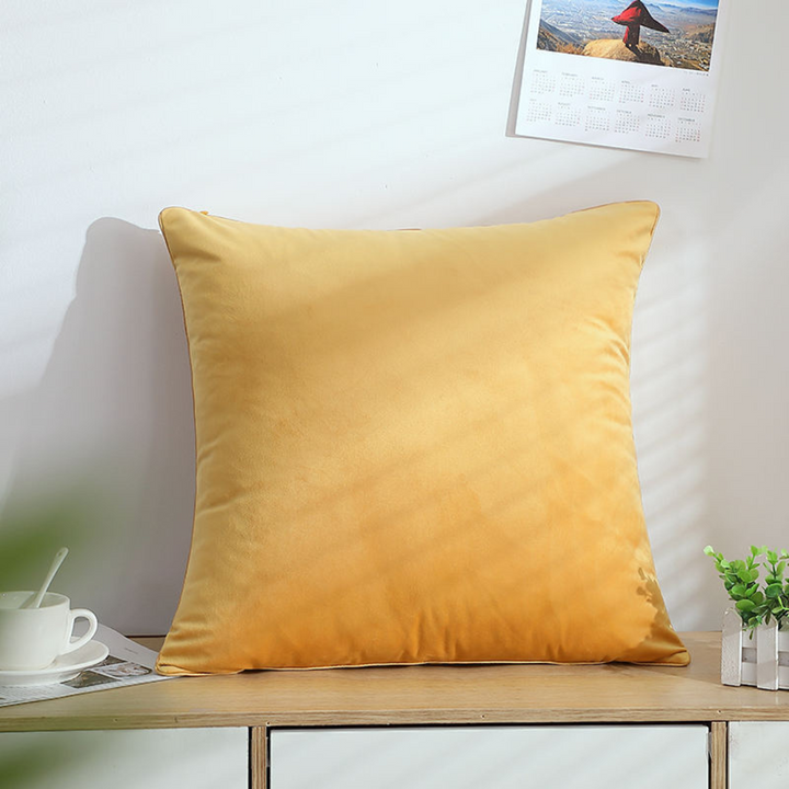 Plush Paradise cushion in yellow, soft decorative pillow adding comfort and style to modern interiors