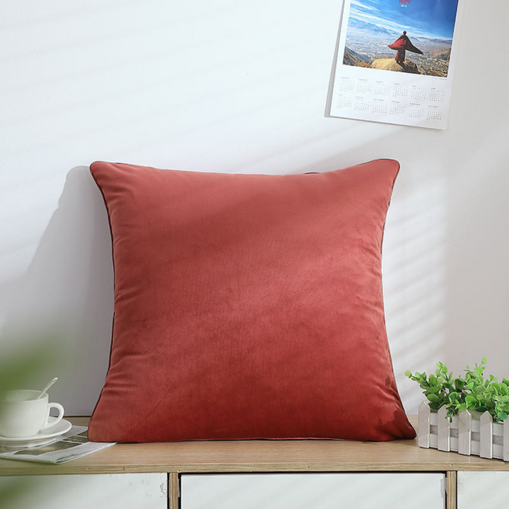 Plush Paradise cushion in red, soft decorative pillow adding comfort and style to modern interiors