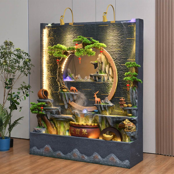 Side view of Pondmax indoor-outdoor water feature showcasing sleek design and calming water flow