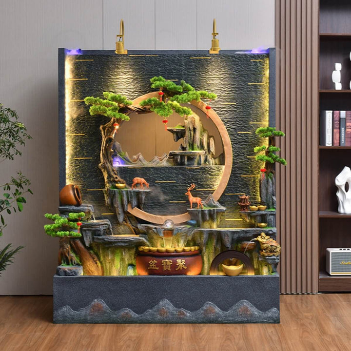 Side view of Pondmax indoor-outdoor water feature highlighting modern design and smooth water flow
