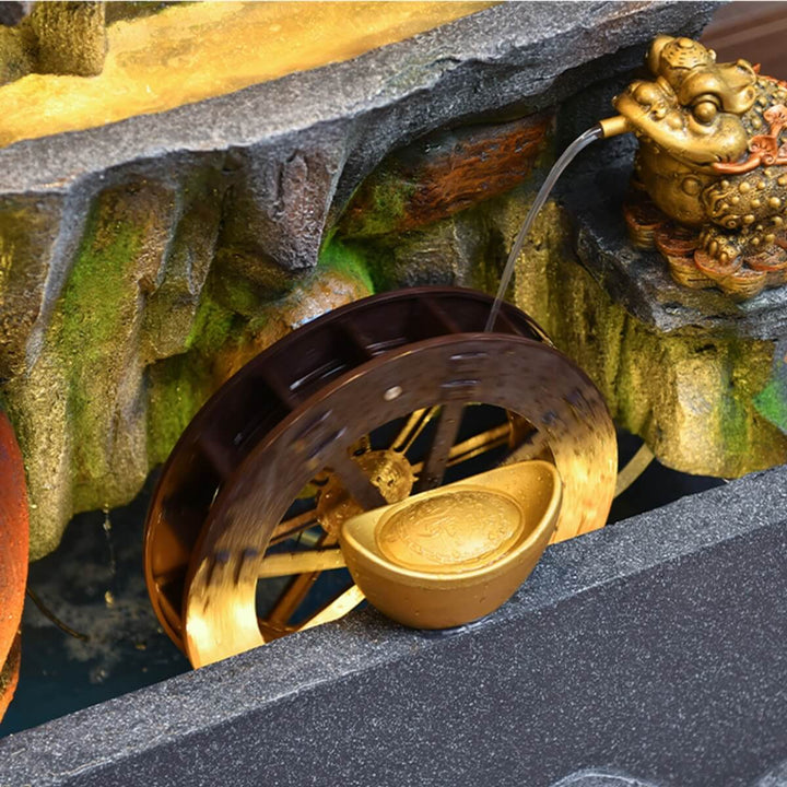Close-up of Pondmax indoor-outdoor water feature wheel details showcasing smooth rotation and durability