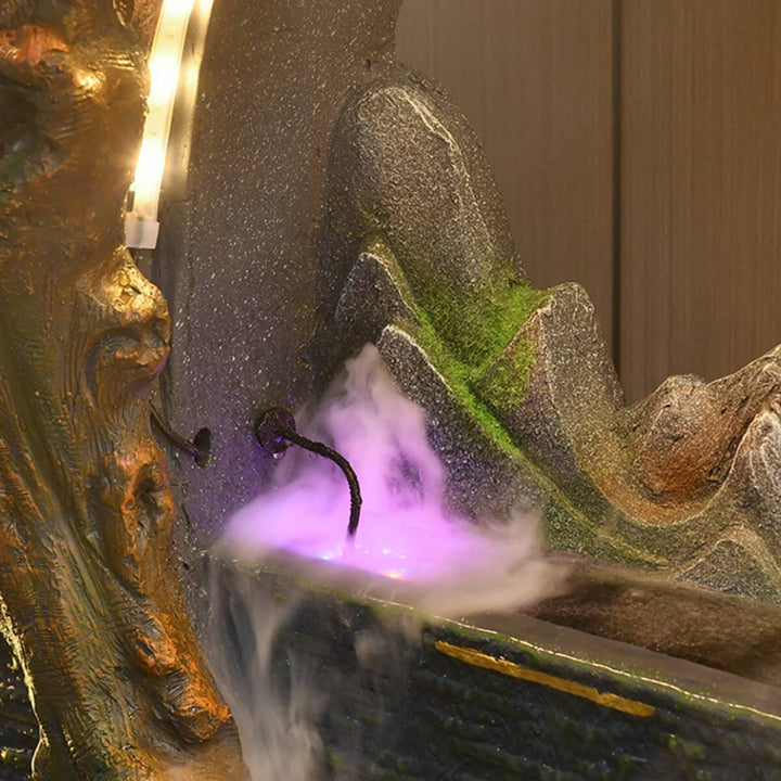 Close-up of Pondmax water feature smoke effect detailing creating a serene and elegant ambiance