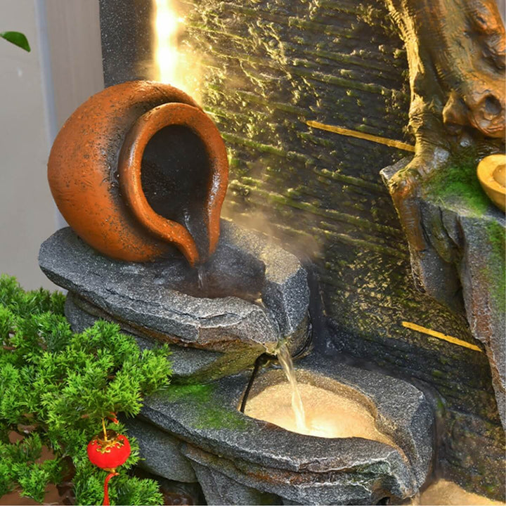 Close-up details of Pondmax indoor-outdoor water feature waterfall showcasing smooth water flow and design