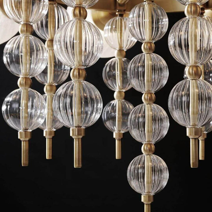 Close-up detail view of Prism chandelier light in Australia, showcasing sleek lines and refined crystal elements