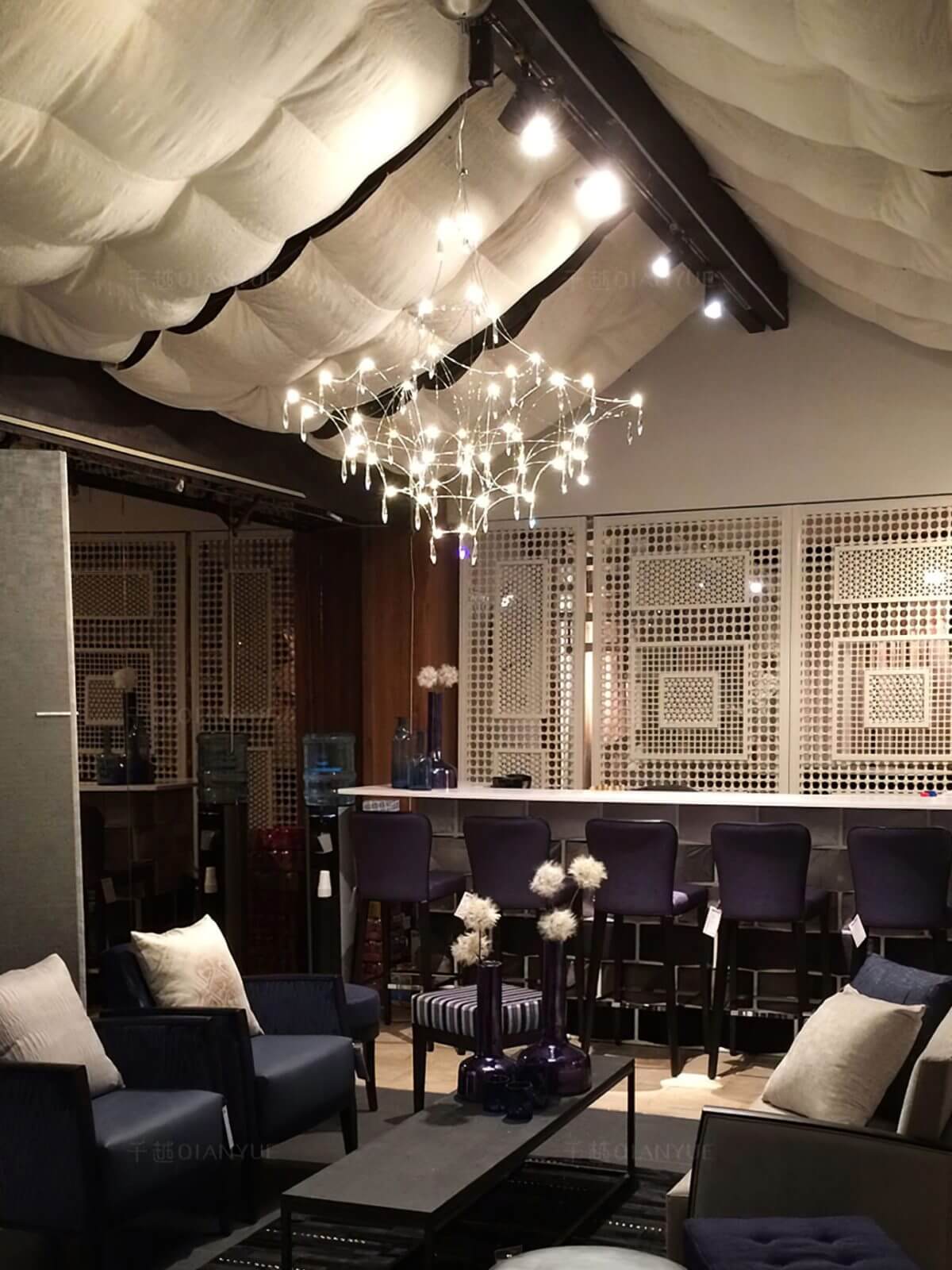 Prism premium Asfour crystal chandelier elegantly installed in a conference room, adding luxury and sophistication to professional spaces