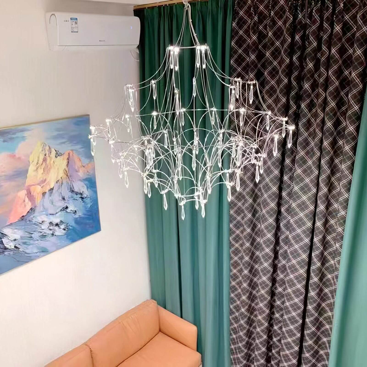 Prism premium Asfour crystal chandelier featuring intricate detailing and radiant sparkle in an elegant interior
