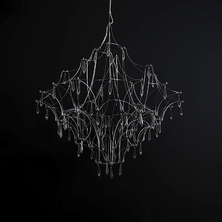 Prism premium Asfour crystal chandelier with cascading design, enhancing elegance in a sophisticated interior setting