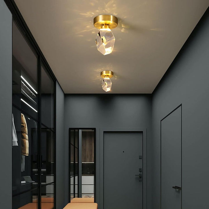 QLD 1715D single crystal pendant light in dressing room, providing elegant and focused illumination