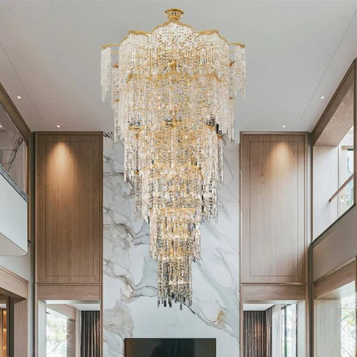 RainDrop large chandelier featuring cascading K9 crystals with luxurious design, perfect for grand interior spaces