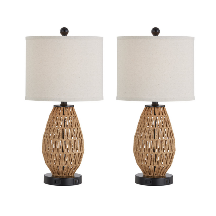 Elegant modern table lamp featuring natural rattan design for warm lighting