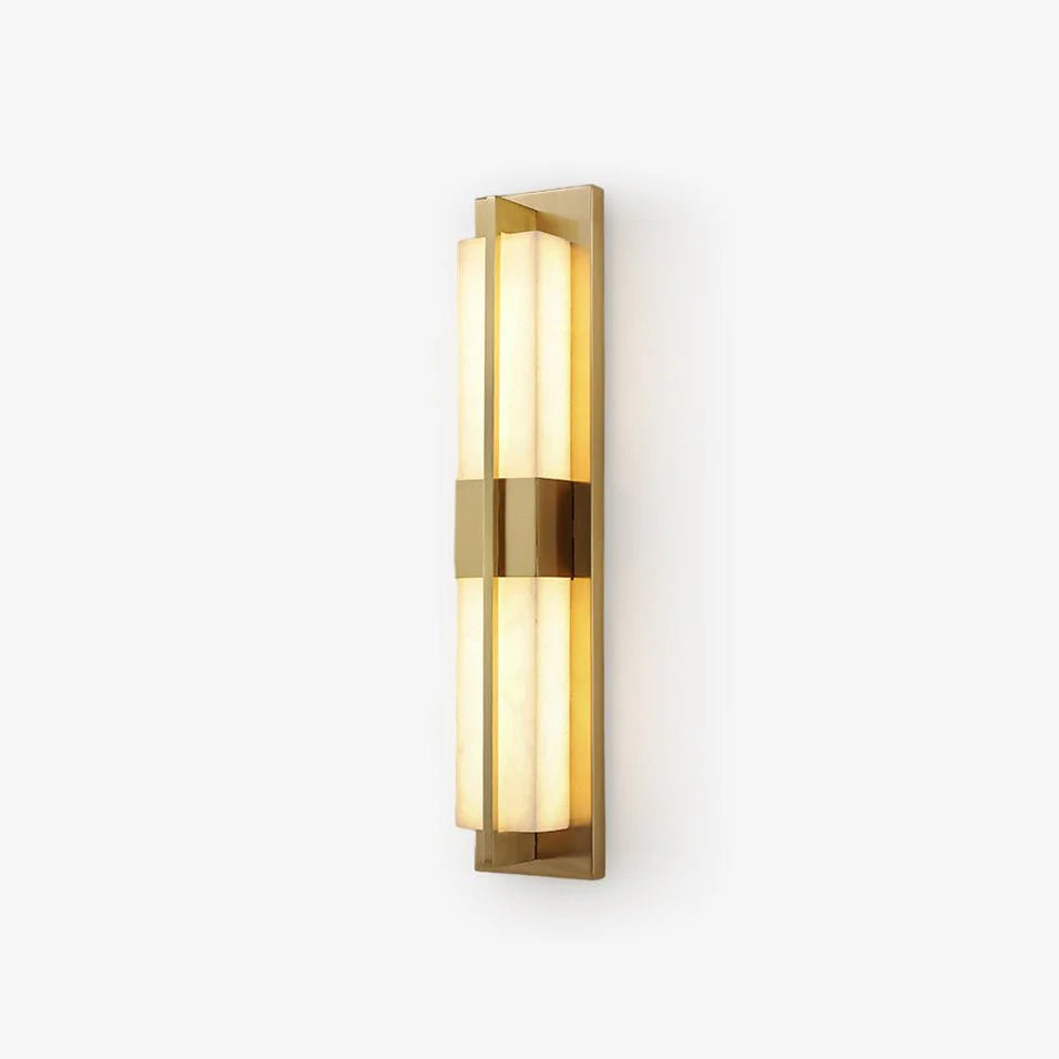 Rectangular Alabaster Brass Wall Sconce - Pre Order