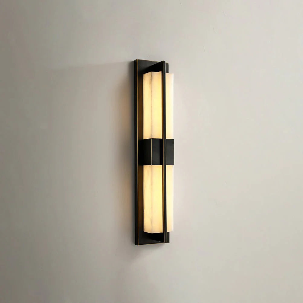 Rectangular Alabaster Brass Wall Sconce - Pre Order