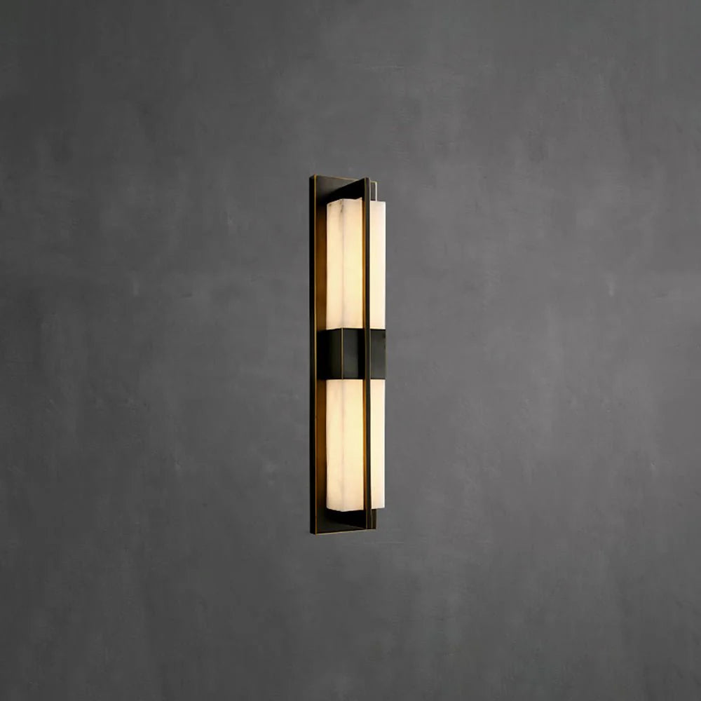 Rectangular Alabaster Brass Wall Sconce - Pre Order