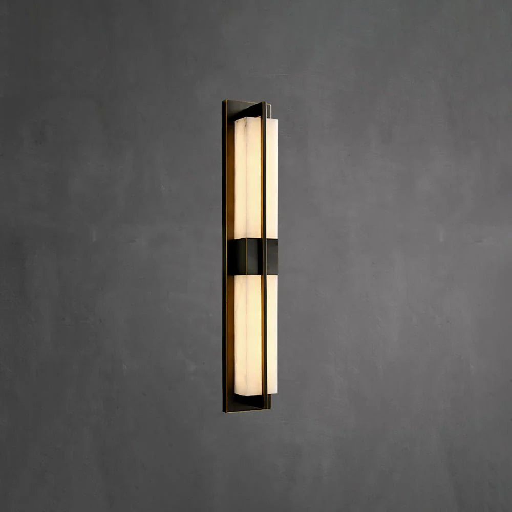 Rectangular Alabaster Brass Wall Sconce - Pre Order