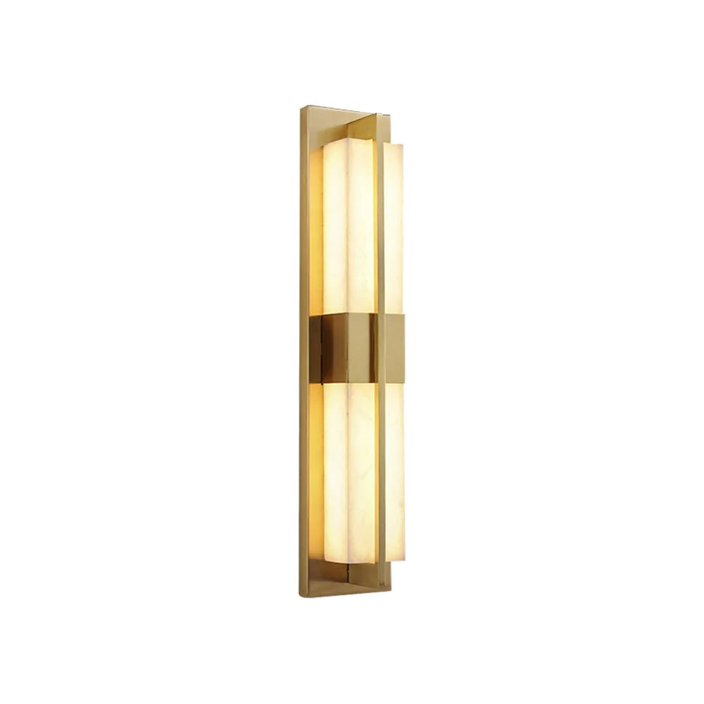 Rectangular Alabaster Brass Wall Sconce - Pre Order
