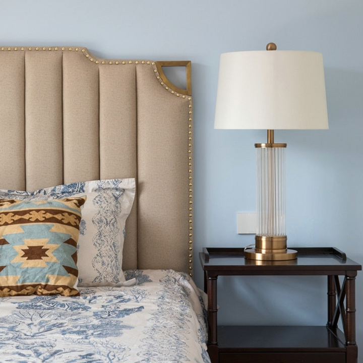 Reneva crystal-based bedside table lamp, elegant design with sparkling details for bedrooms