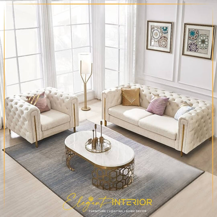 Top view of Romeo sofa in elegant interior, highlighting sleek design and premium craftsmanship