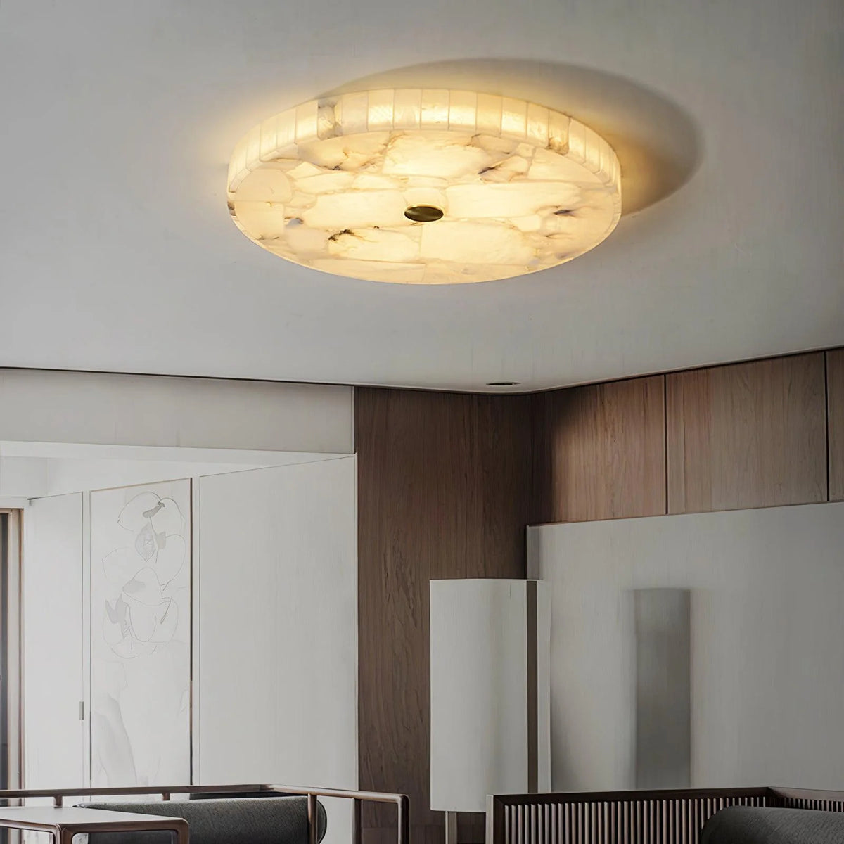 Round Alabaster Ceiling Lamp - Pre Order