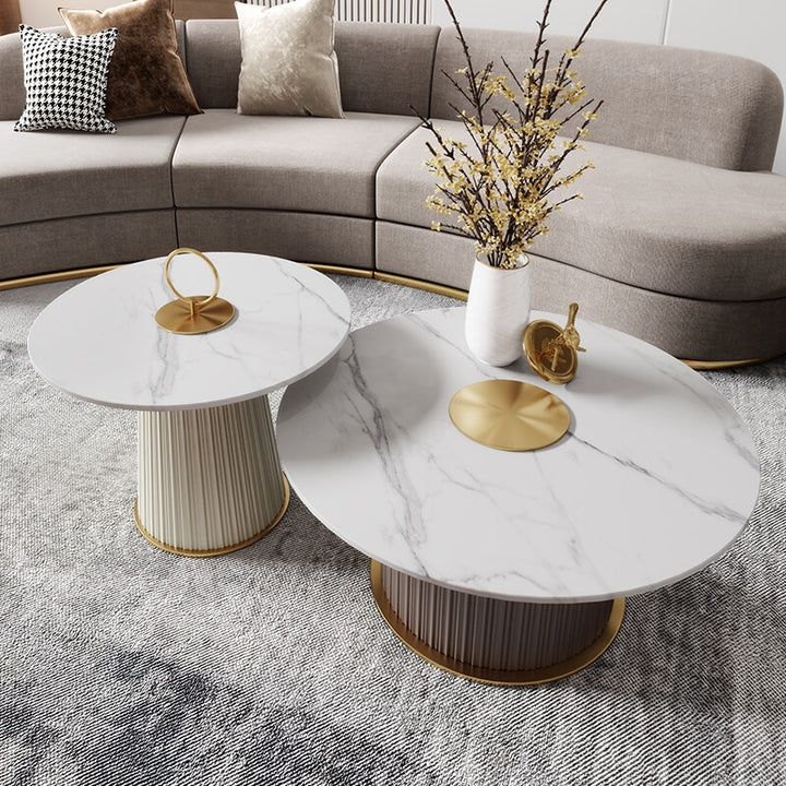 Top view of Santa Cana coffee table in elegant interior, showcasing sleek surface and contemporary design