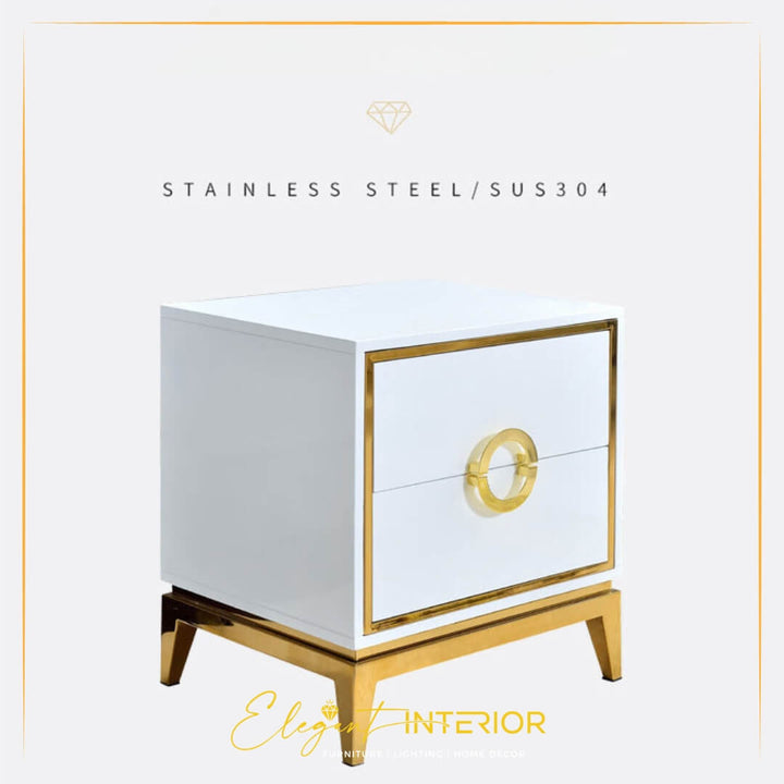  Scandinavian-inspired Signature nightstand placed beside a bed in a stylish interior