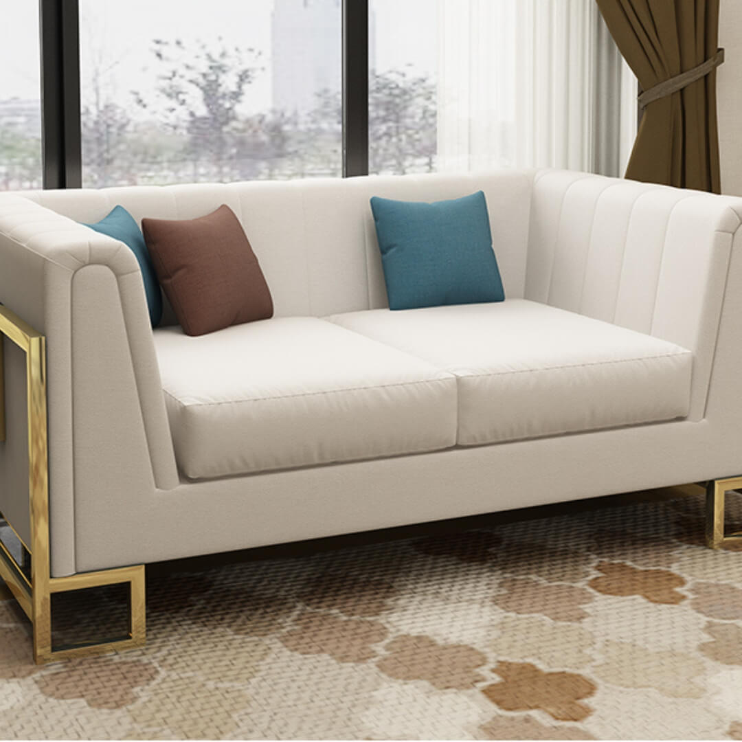 Side front view of Signature sofa in elegant Australian interior – modern design with plush cushions and sleek upholstery