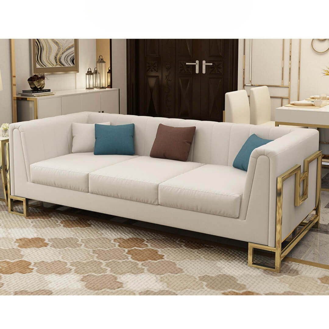 Side front view of Signature sofa in elegant Australian interior – modern design with plush cushions and sleek upholstery