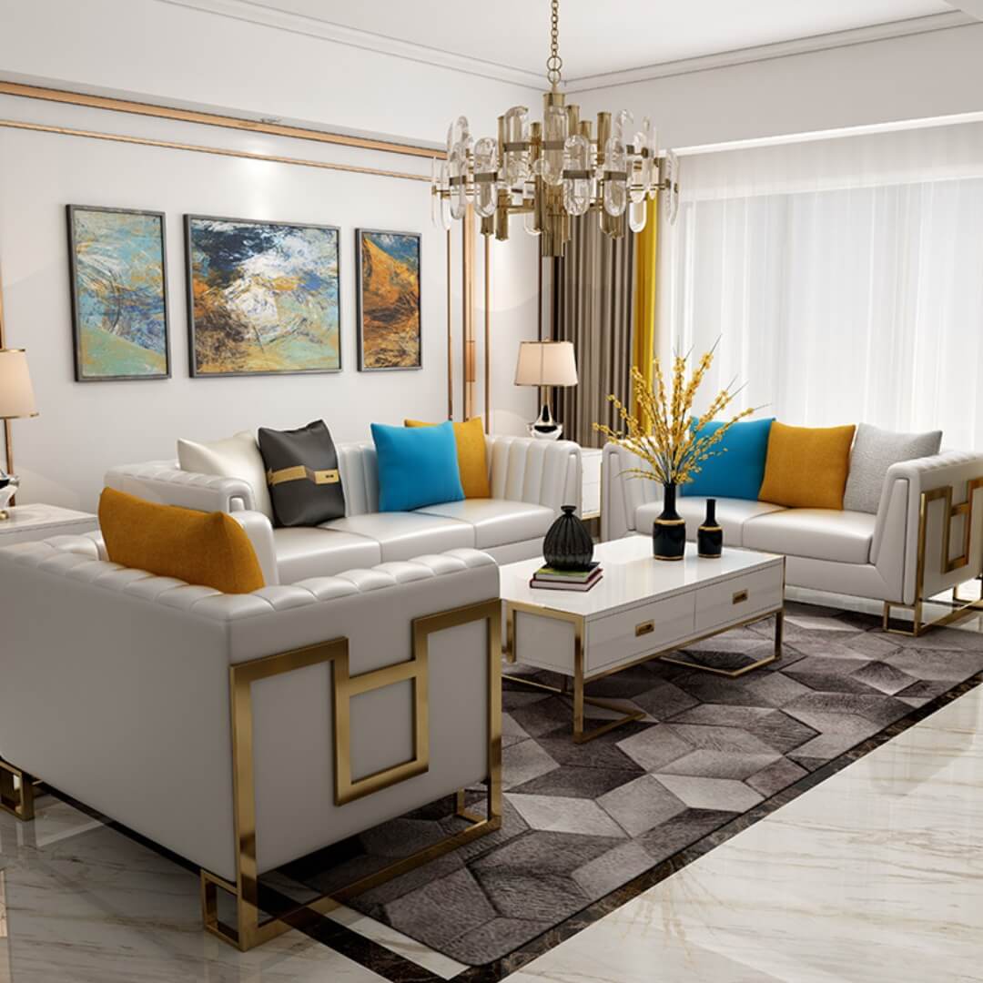 Top view of Signature sofa in elegant Australian interior – spacious seating with premium upholstery and sleek design