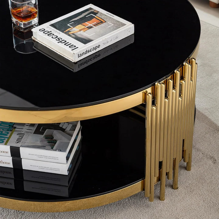 Close-up view of bubble coffee table in modern living room highlighting texture and craftsmanship