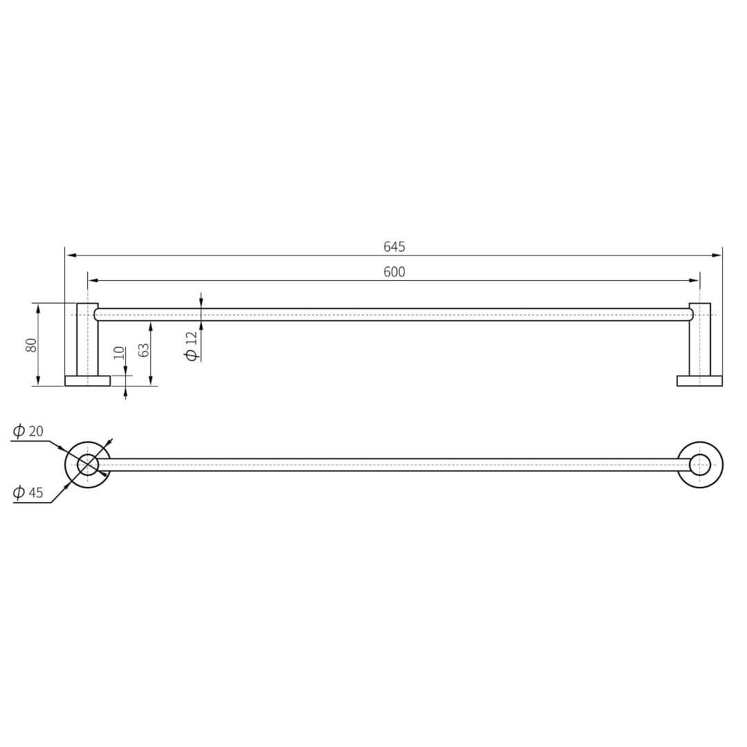 Sleek Single Towel Rail- Eclipse home