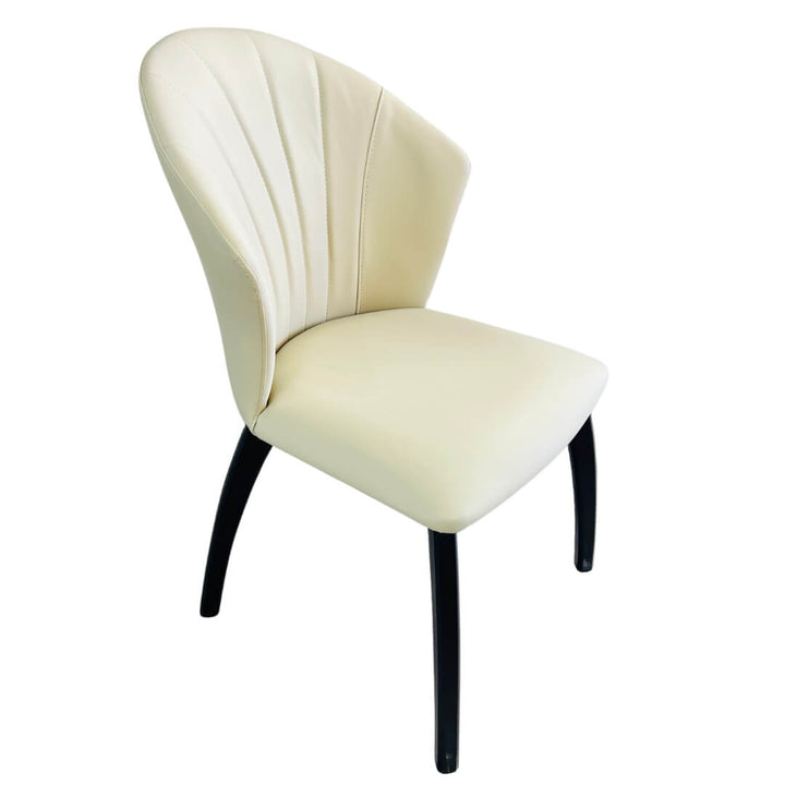 Rear perspective of Sleek Sit wooden dining chair with minimalist design
