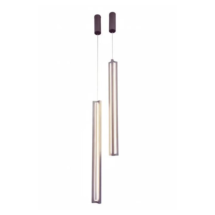 Sleek vertical LED pendant light – modern minimalist lighting fixture with clean lines and elegant design for contemporary interiors.