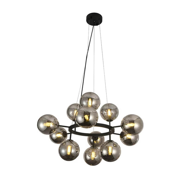 Smoke round chandelier light – modern circular ceiling fixture with smoky glass shades and elegant design.