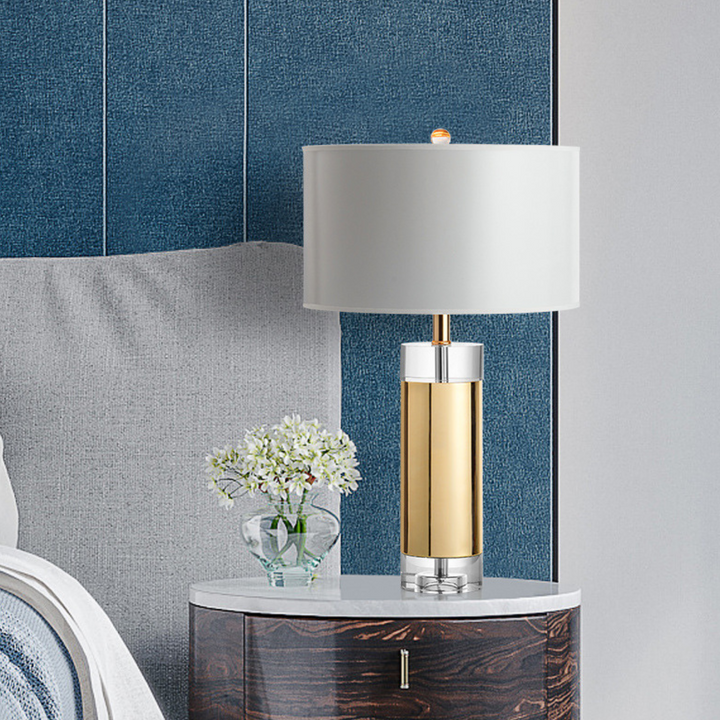 Sophia crystal base bedside table lamp, elegant sparkling design enhancing modern bedroom decor