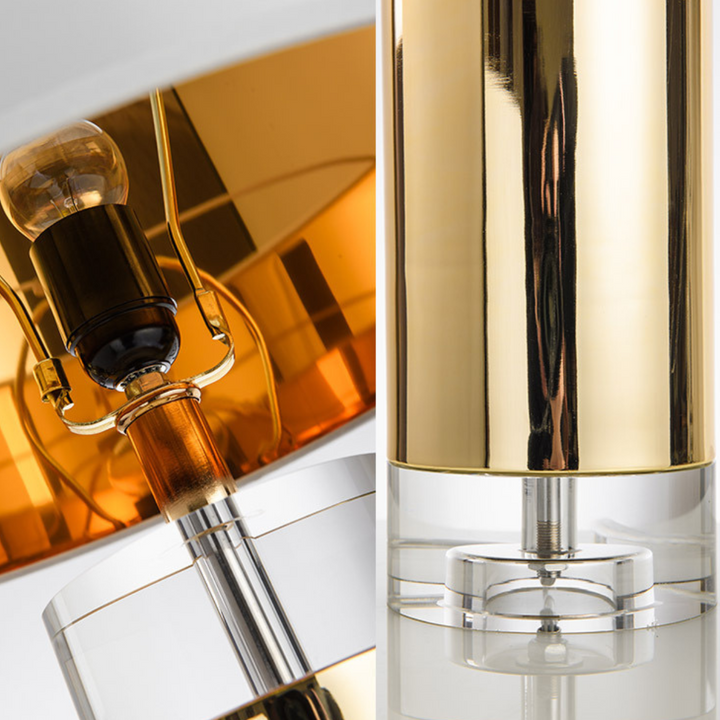 Close-up of bulb details on Sophia crystal base bedside table lamp, showcasing elegant design