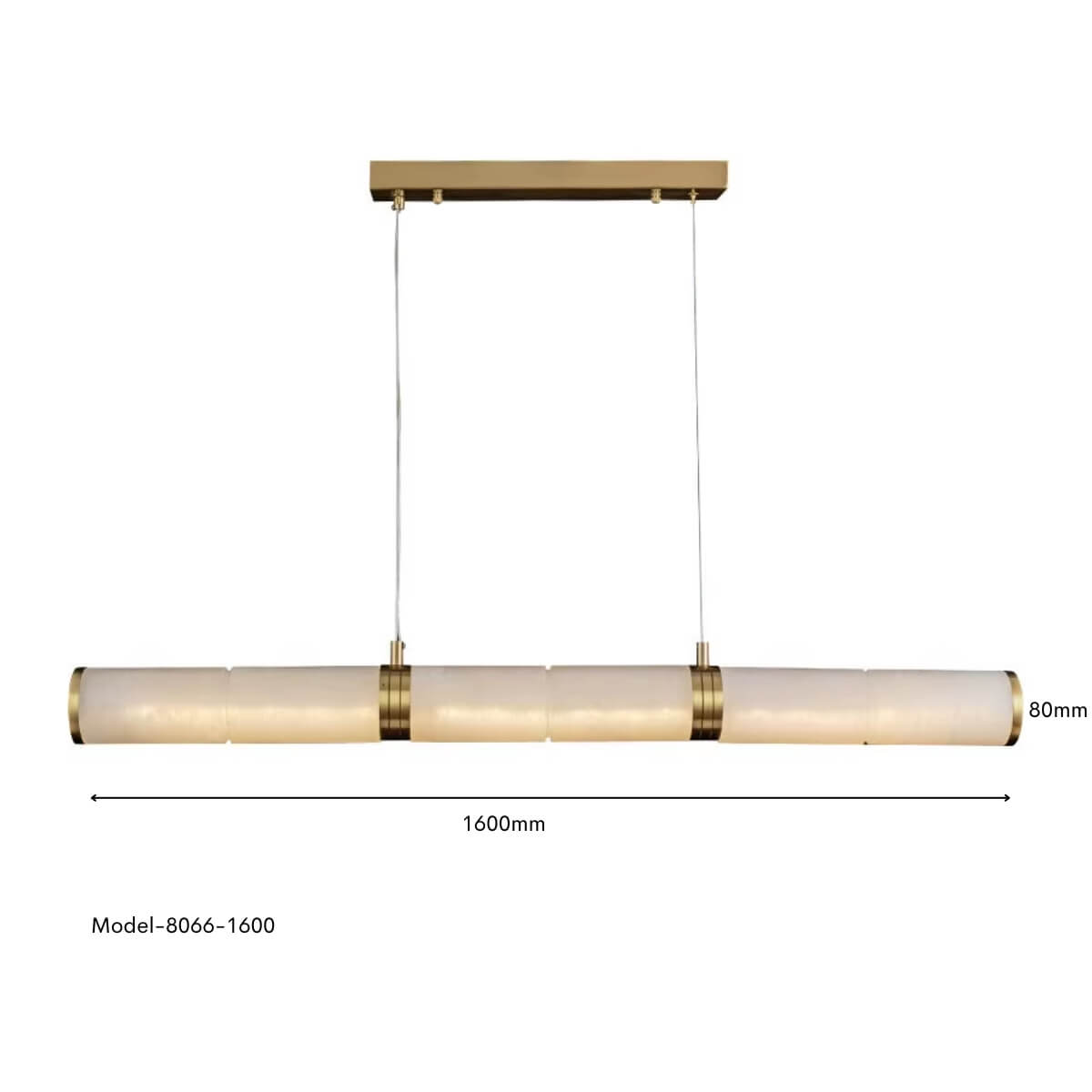 Spanish Alabaster &amp; Brass Linear Suspension Chandelier