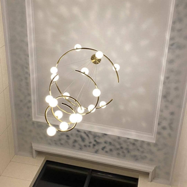 Bottom view of Spectrum chandelier light in Australia, showcasing colorful illumination and intricate design