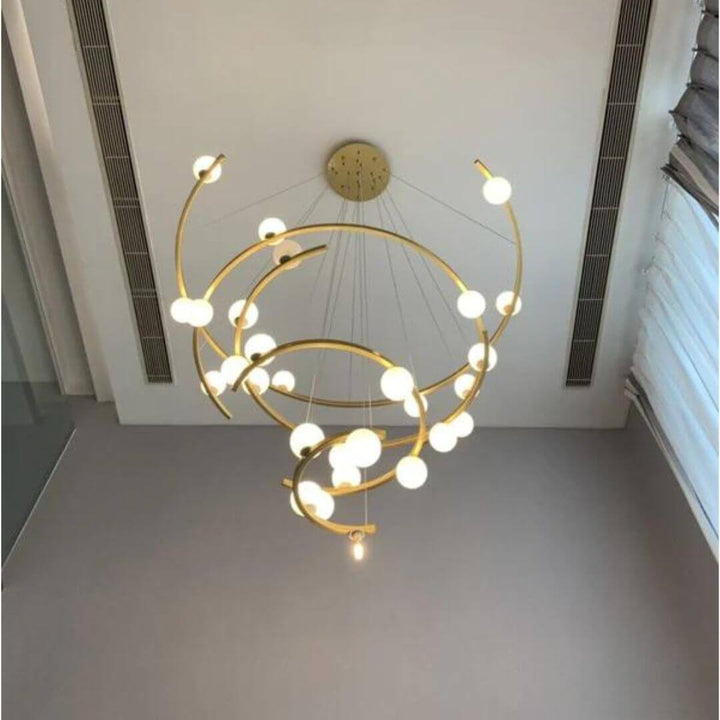 Bottom view of Spectrum chandelier light in Australia, highlighting colorful LED illumination and detailed design