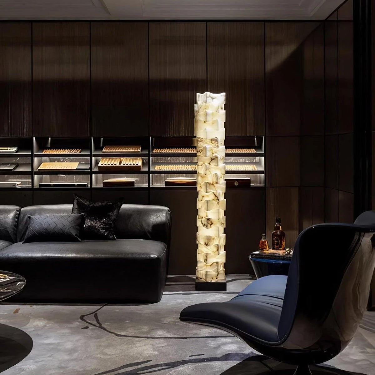 Stacked Alabaster Squares Floor Lamp - Pre Order