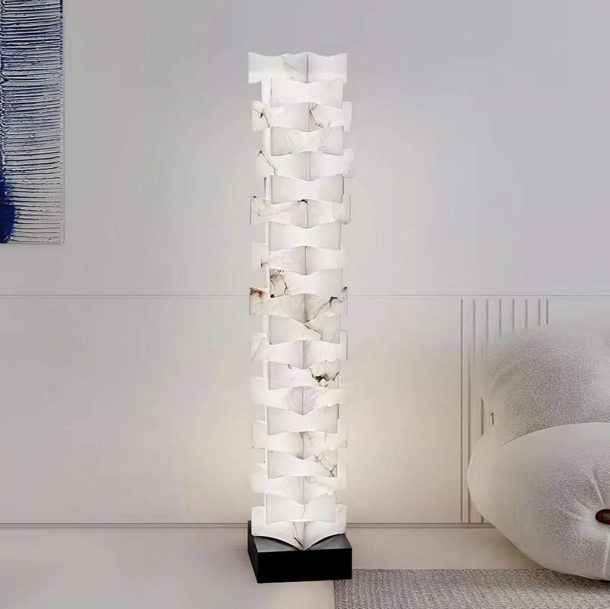 Stacked Alabaster Squares Floor Lamp - Pre Order