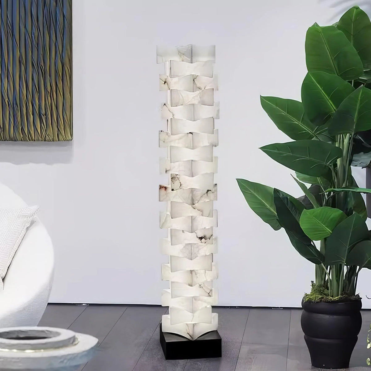 Stacked Alabaster Squares Floor Lamp - Pre Order
