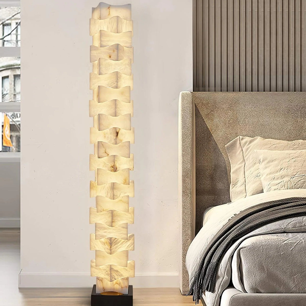 Stacked Alabaster Squares Floor Lamp - Pre Order