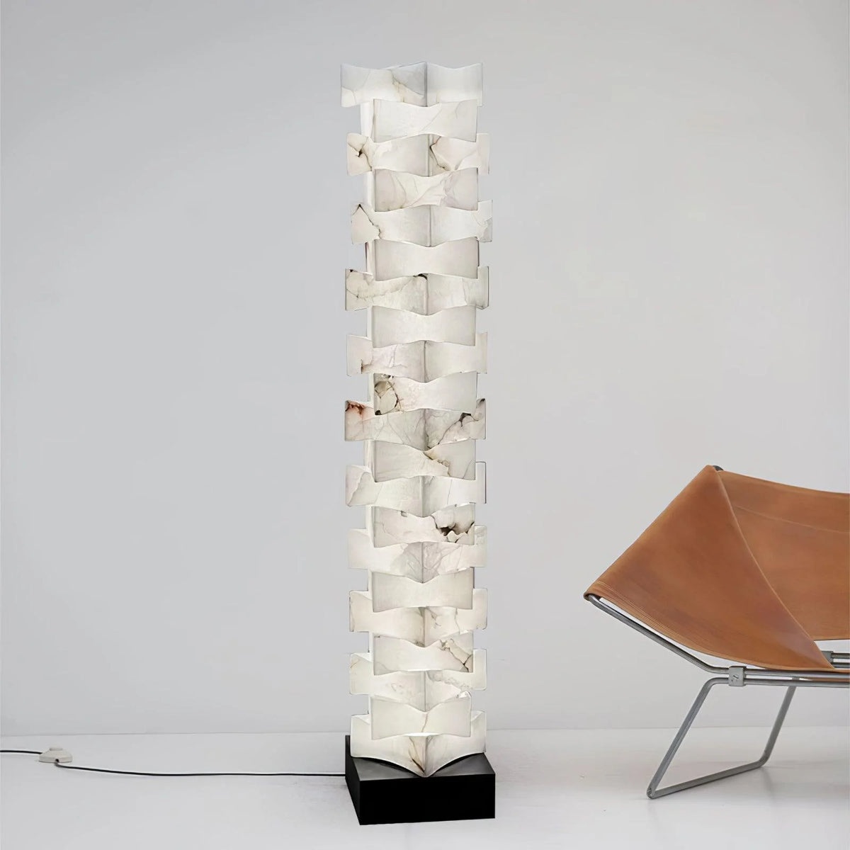 Stacked Alabaster Squares Floor Lamp - Pre Order