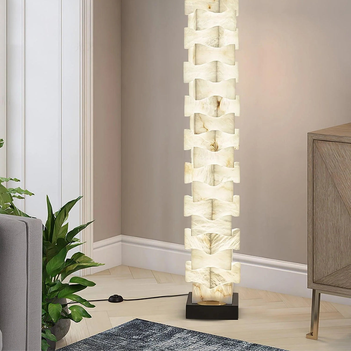 Stacked Alabaster Squares Floor Lamp - Pre Order